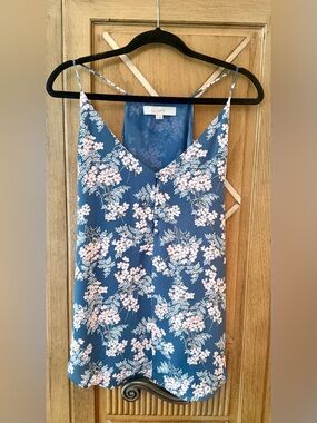 LOFT Blue Floral Spaghetti Strap Halter  Tank Top